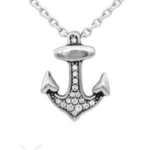 Brilliant Anchor Necklace with Austrian Crystals Stainless Steel NWT